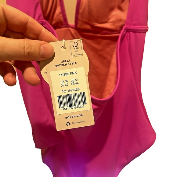 Boden Ithaca Halter Swimsuit Swim One Piece Women US 12 New Pink Ruffle Vibrant - Picture 7 of 10